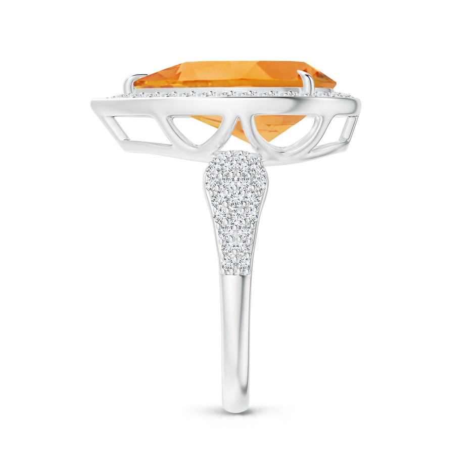 15x10mm AA Claw-Set Pear Citrine Cocktail Halo Ring with Diamonds in White Gold side 2