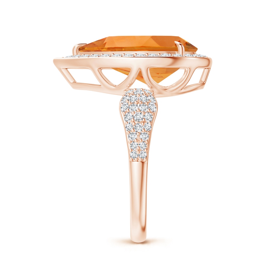 15x10mm AAA Claw-Set Pear Citrine Cocktail Halo Ring with Diamonds in Rose Gold side 2