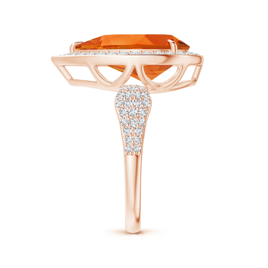 15x10mm AAAA Claw-Set Pear Citrine Cocktail Halo Ring with Diamonds in Rose Gold side 2