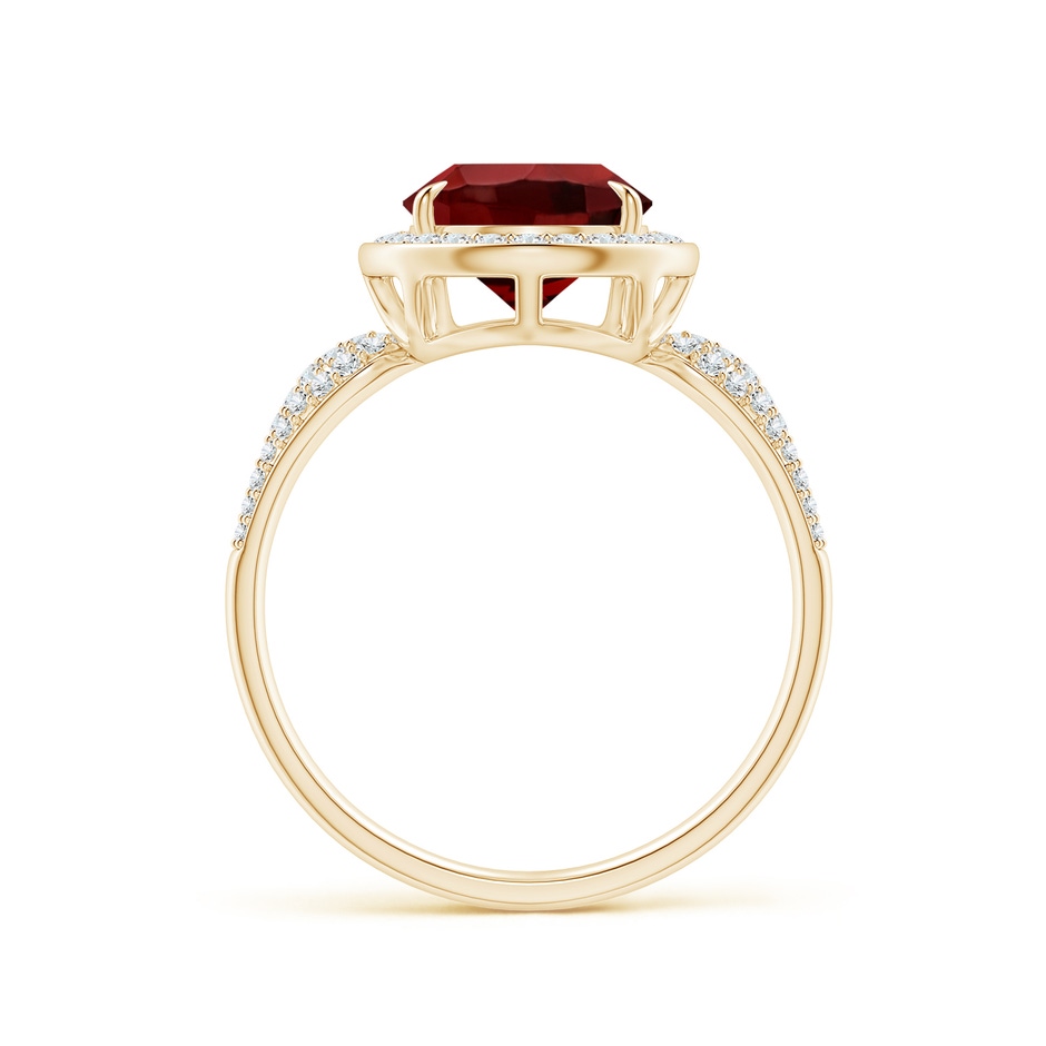 12x8mm AAAA Claw-Set Pear Garnet Cocktail Halo Ring with Diamonds in Yellow Gold side 1