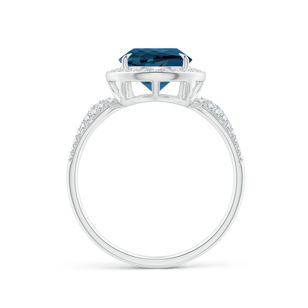 12x8mm AAA Claw-Set Pear London Blue Topaz Halo Ring with Diamonds in White Gold Side 1