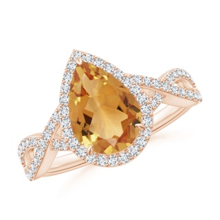 10x7mm A Pear Citrine Twisted Split Shank Cocktail Ring in 10K Rose Gold