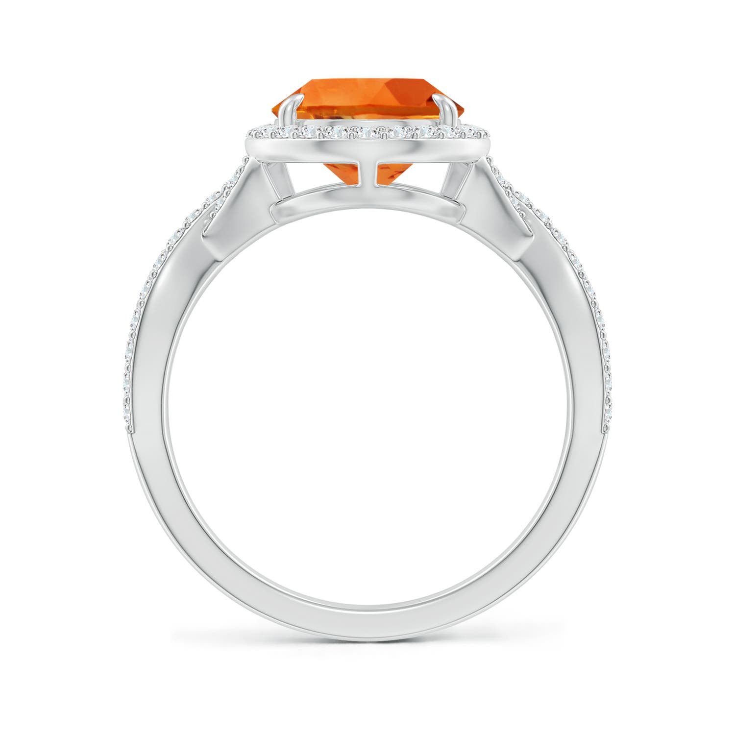 12x8mm AAAA Pear Citrine Twisted Split Shank Cocktail Ring in P950 Platinum