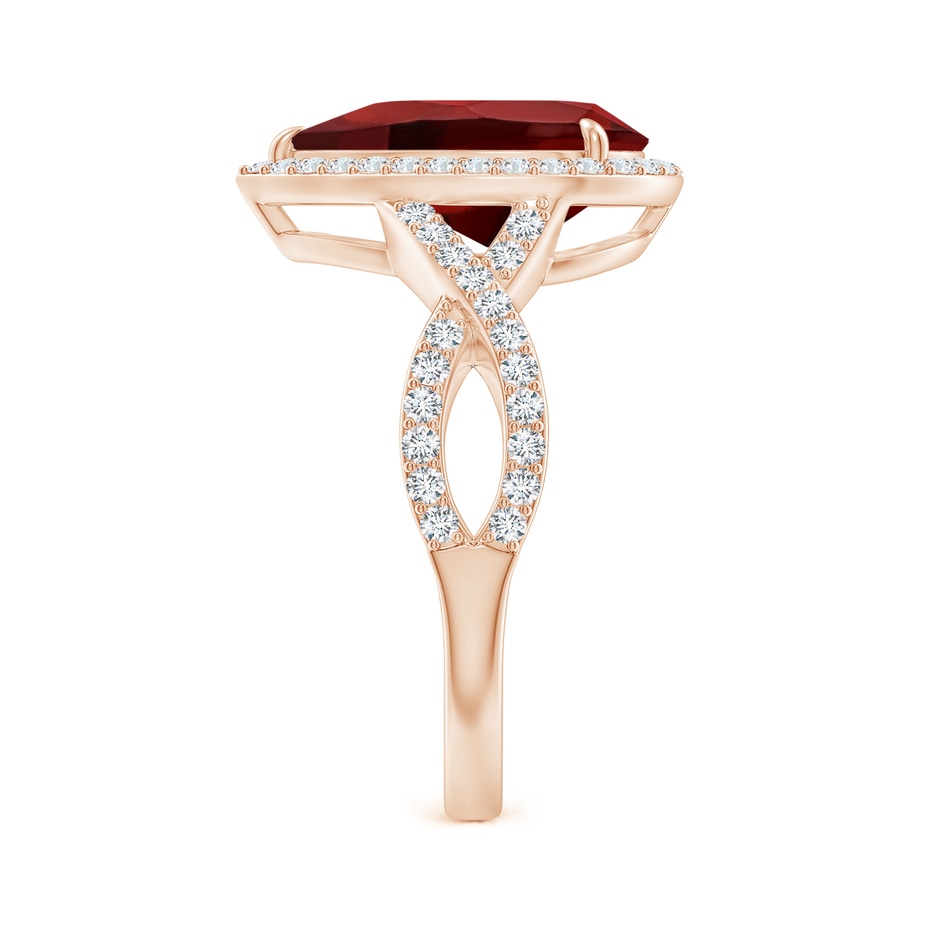 12x8mm AAAA Pear Garnet Twisted Split Shank Cocktail Ring in Rose Gold side-2