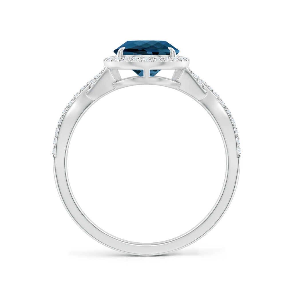 10x7mm AAA Pear London Blue Topaz Twisted Split Shank Cocktail Ring in White Gold Side-1