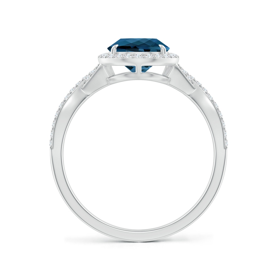 10x7mm AAA Pear London Blue Topaz Twisted Split Shank Cocktail Ring in White Gold side-1