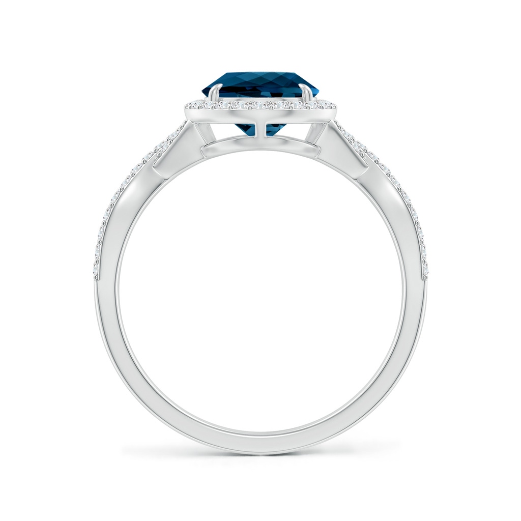 10x7mm AAAA Pear London Blue Topaz Twisted Split Shank Cocktail Ring in P950 Platinum Side-1