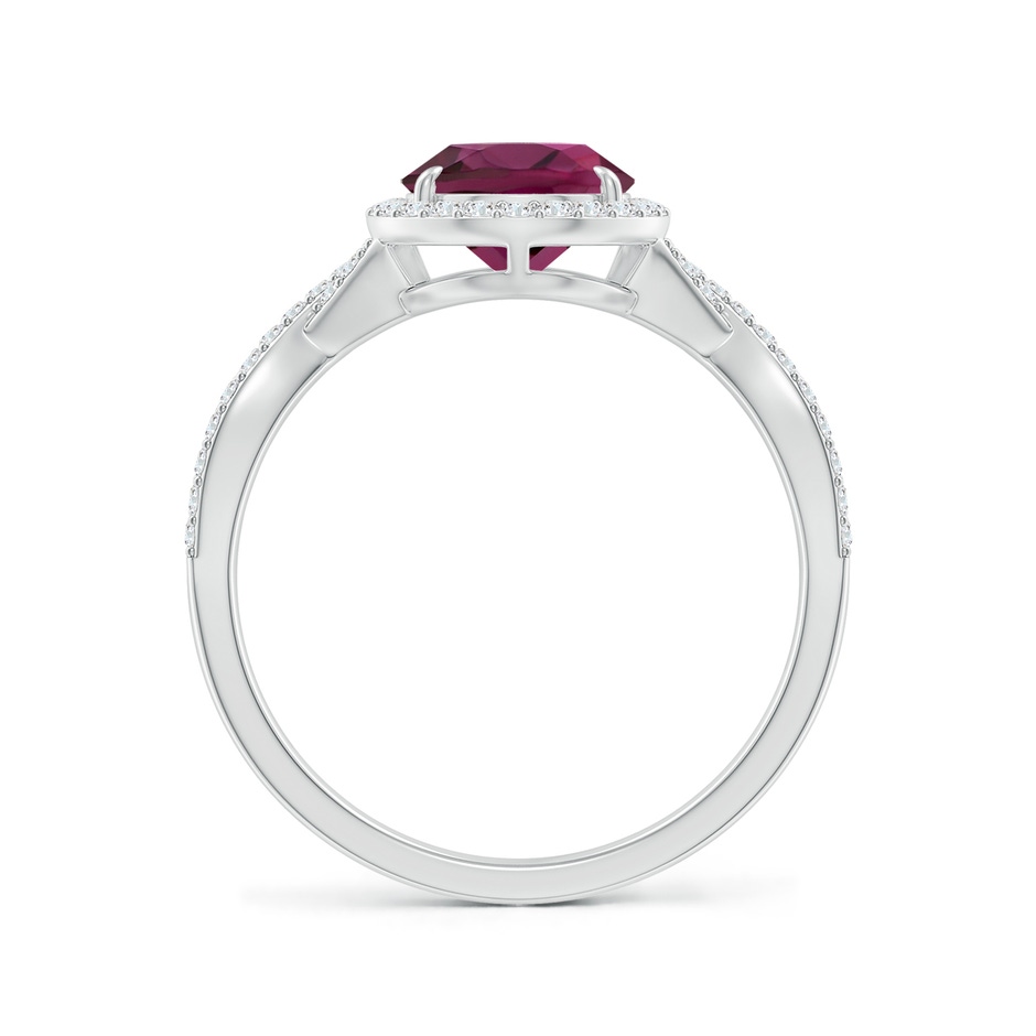 10x7mm AAA Pear Rhodolite Twisted Split Shank Cocktail Ring in White Gold side-1