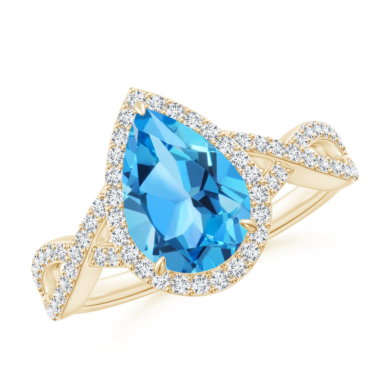 AAA - Swiss Blue Topaz / 2.62 CT / 14 KT Yellow Gold