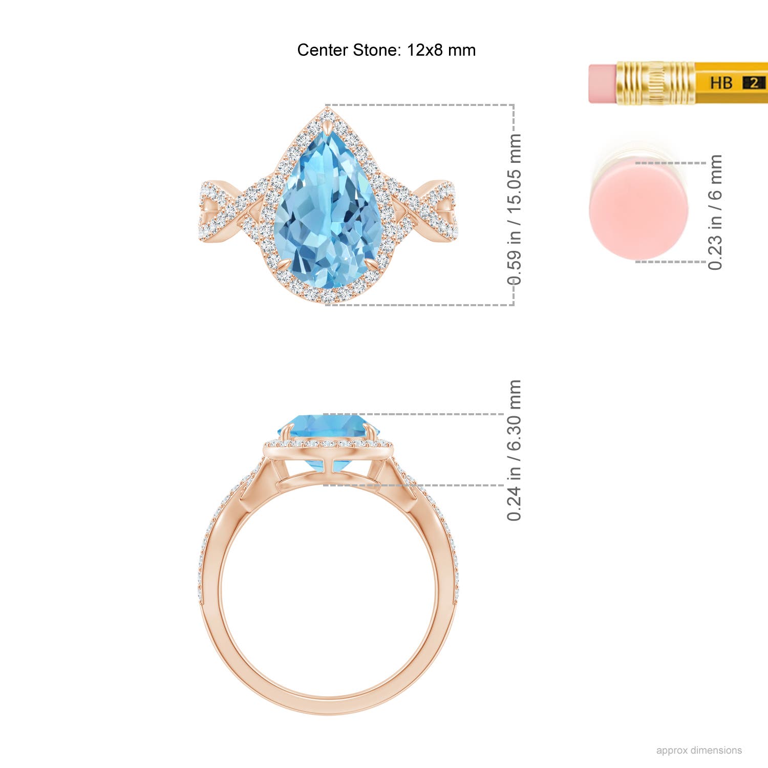 A - Swiss Blue Topaz / 4.2 CT / 14 KT Rose Gold