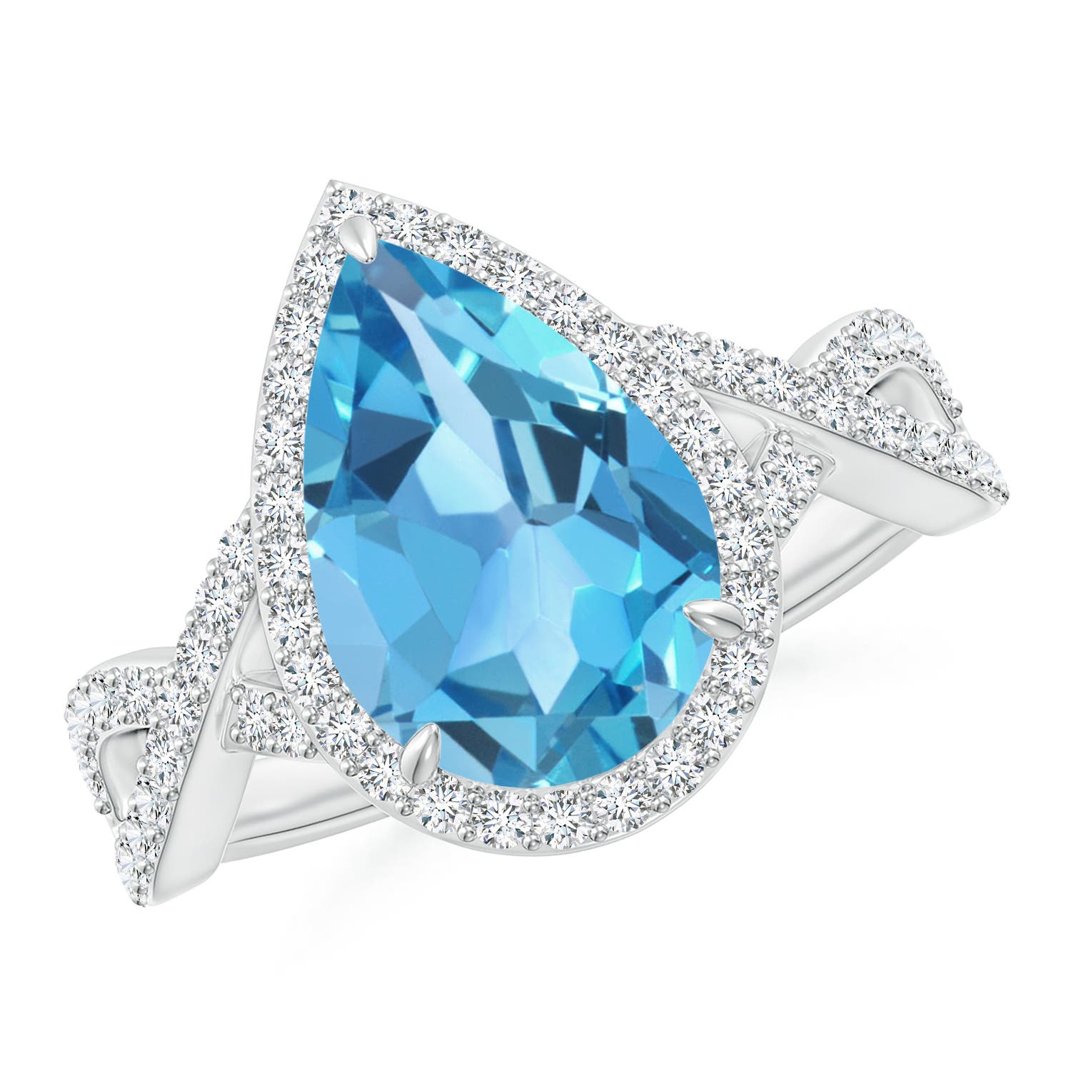 AA - Swiss Blue Topaz / 4.2 CT / 14 KT White Gold