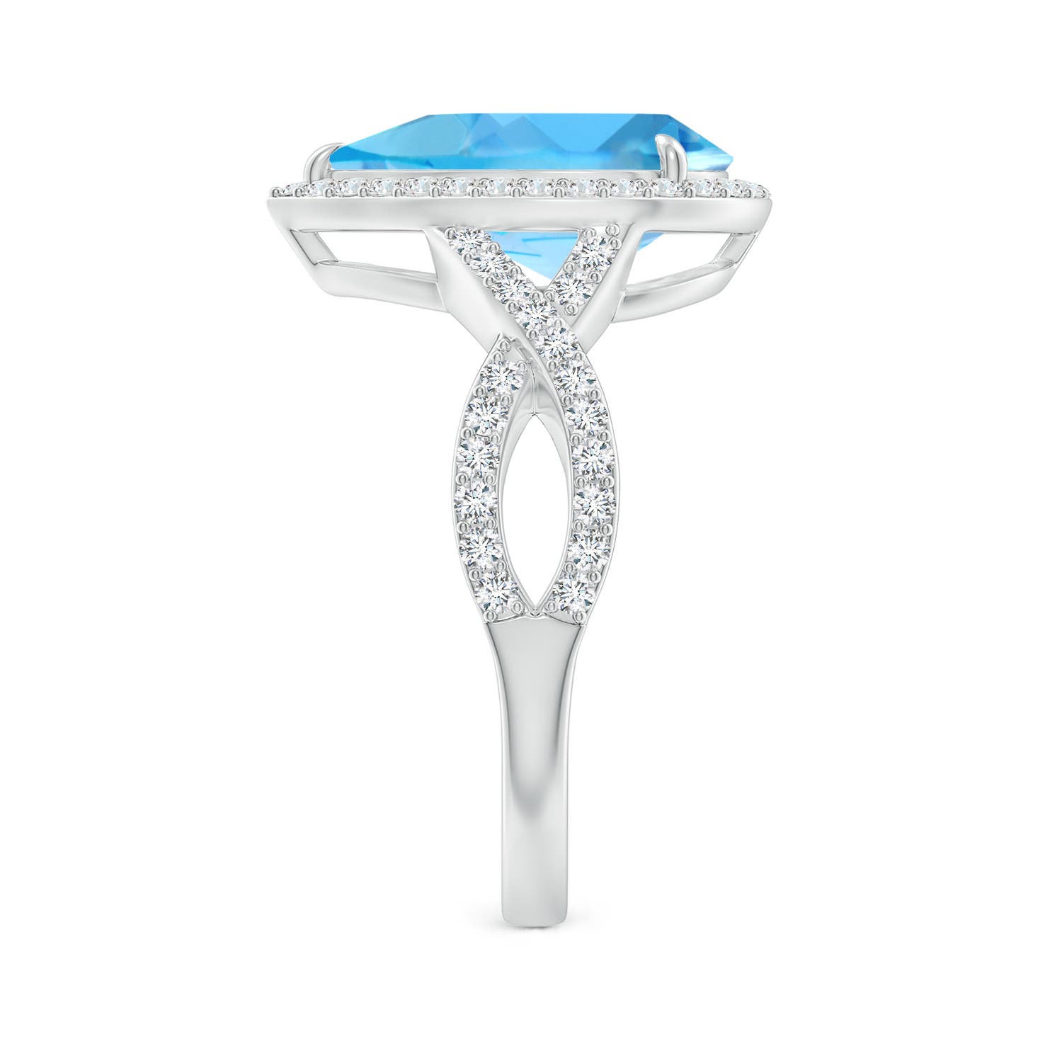 AA - Swiss Blue Topaz / 4.2 CT / 14 KT White Gold