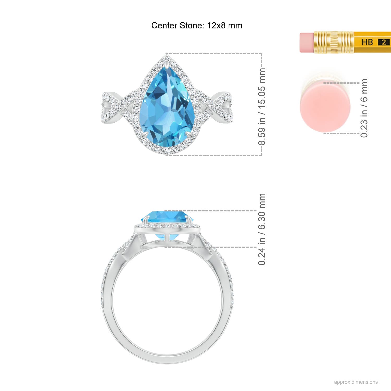 AA - Swiss Blue Topaz / 4.2 CT / 14 KT White Gold