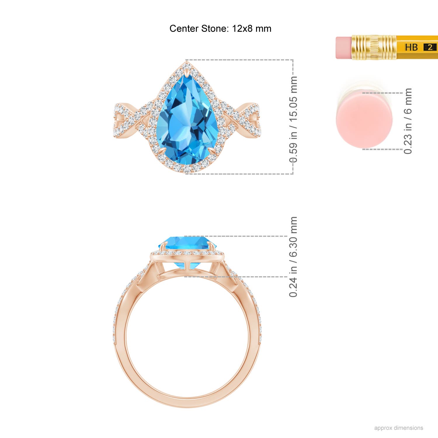 AAA - Swiss Blue Topaz / 4.2 CT / 14 KT Rose Gold