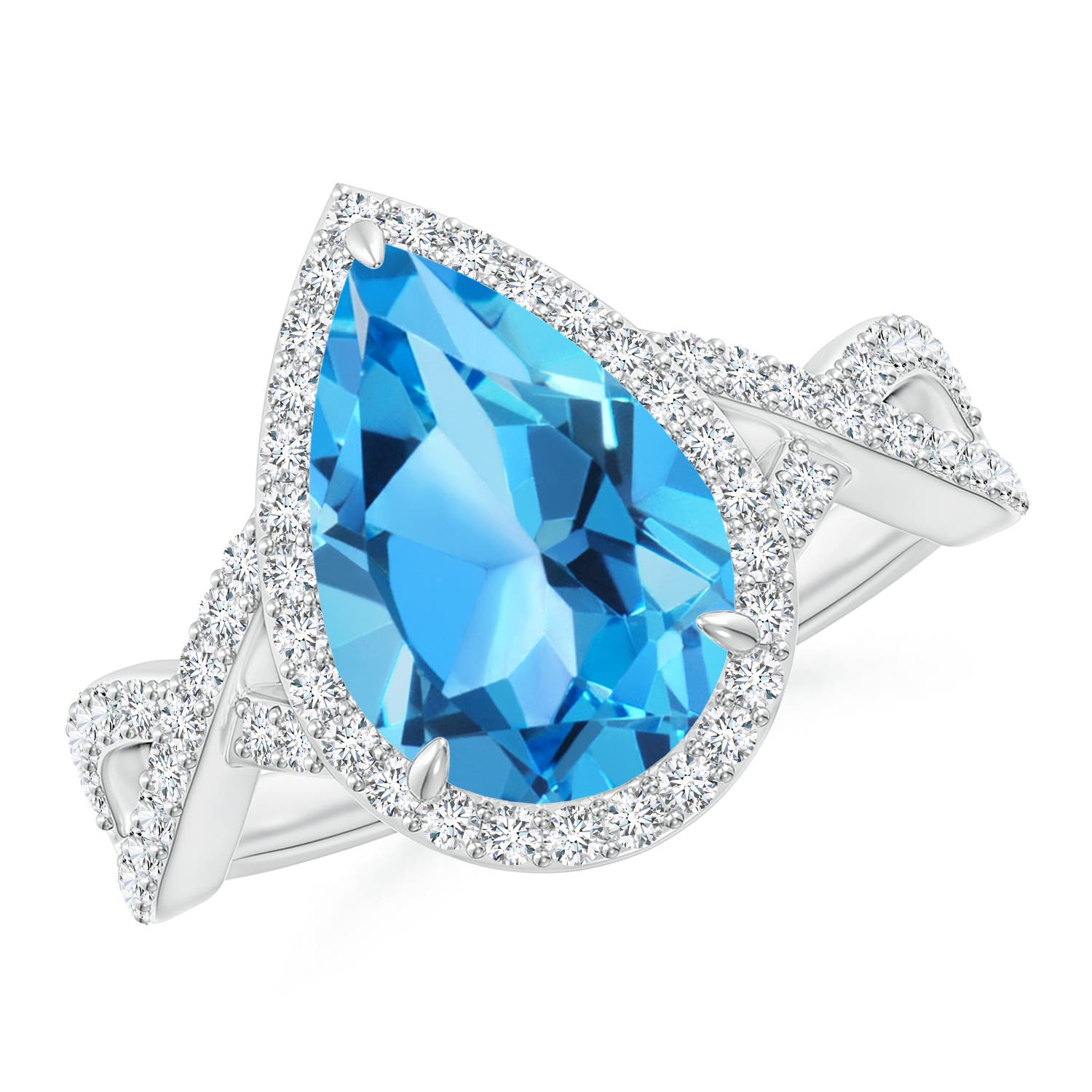 AAA - Swiss Blue Topaz / 4.2 CT / 14 KT White Gold