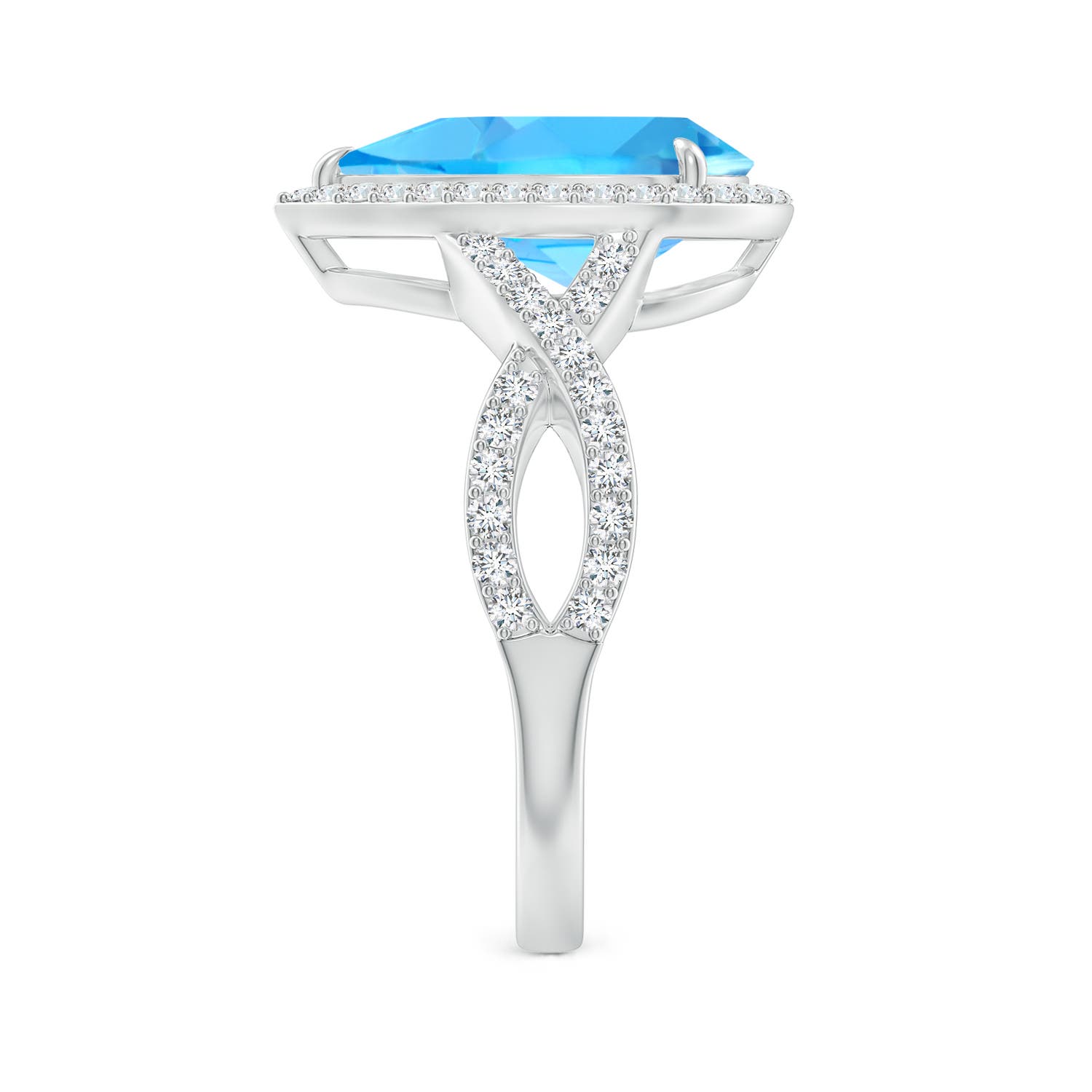 AAA - Swiss Blue Topaz / 4.2 CT / 14 KT White Gold