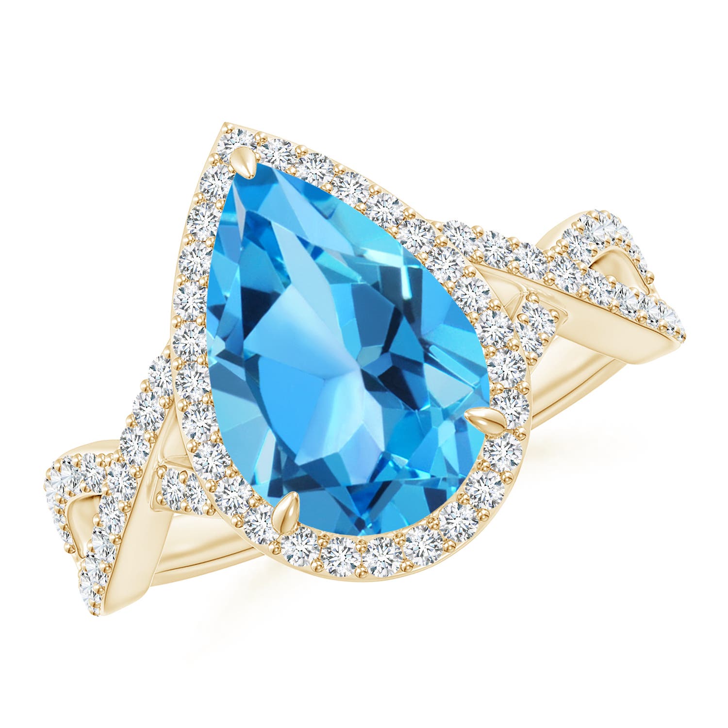 AAA - Swiss Blue Topaz / 4.2 CT / 14 KT Yellow Gold