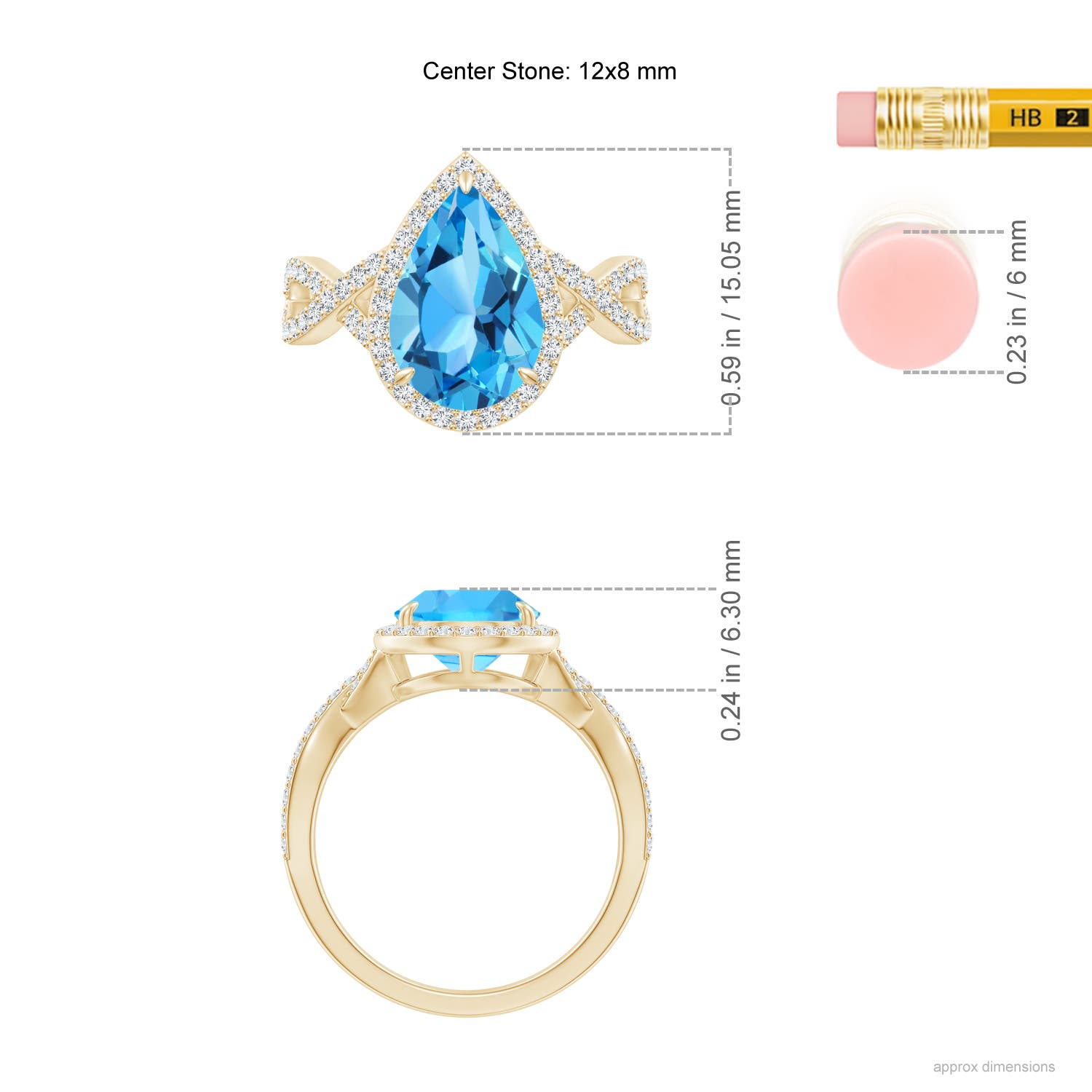 AAA - Swiss Blue Topaz / 4.2 CT / 14 KT Yellow Gold