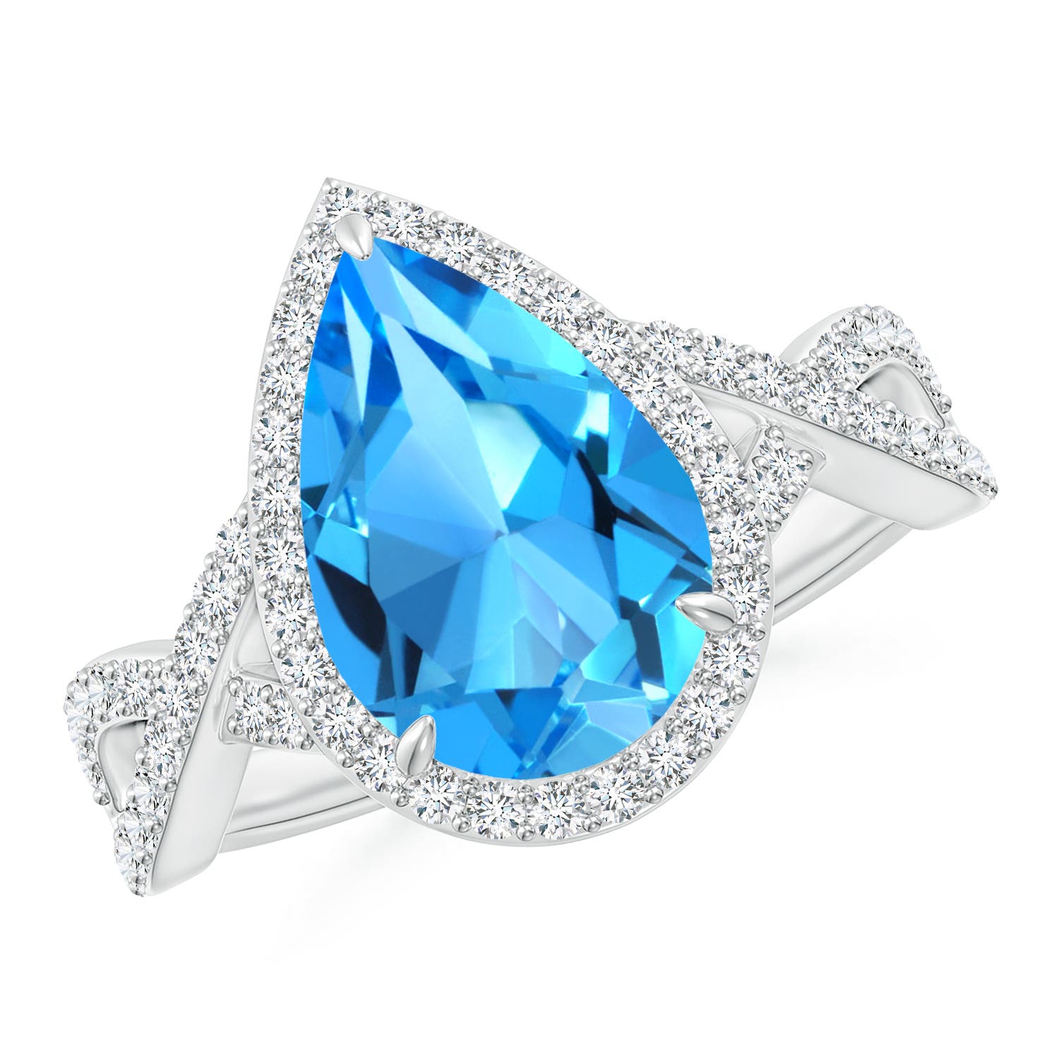 AAAA - Swiss Blue Topaz / 4.2 CT / 14 KT White Gold