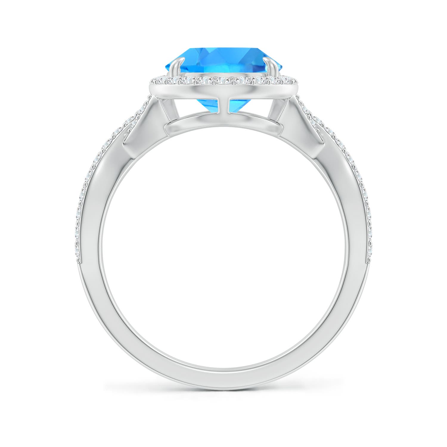 AAAA - Swiss Blue Topaz / 4.2 CT / 14 KT White Gold