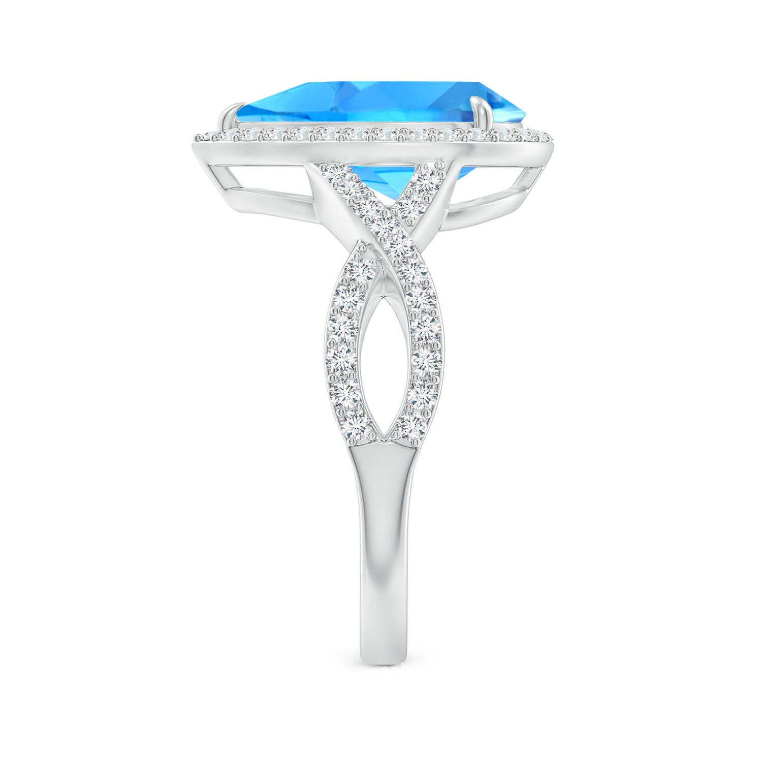 AAAA - Swiss Blue Topaz / 4.2 CT / 14 KT White Gold