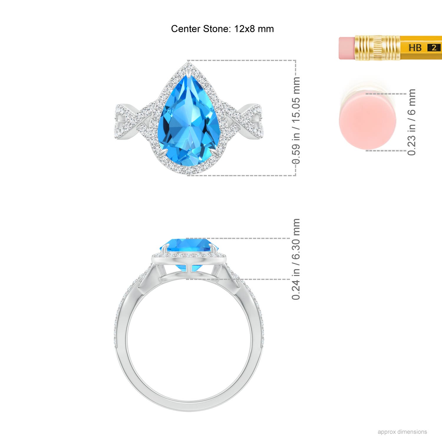 AAAA - Swiss Blue Topaz / 4.2 CT / 14 KT White Gold