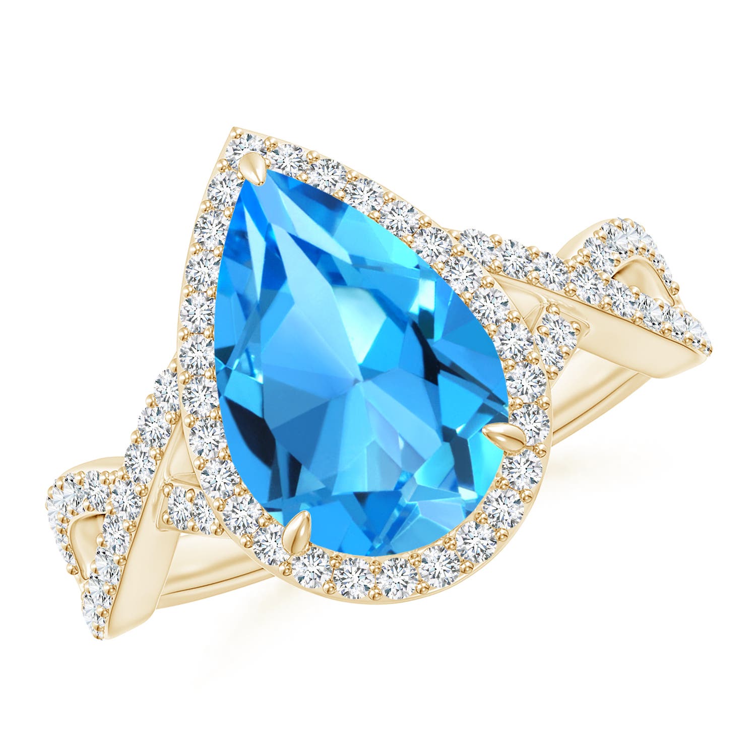 AAAA - Swiss Blue Topaz / 4.2 CT / 14 KT Yellow Gold