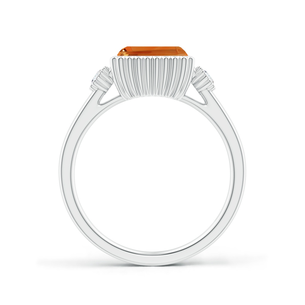 8x6mm AAA East-West Emerald-Cut Citrine Cocktail Ring with Diamonds in White Gold Side-1