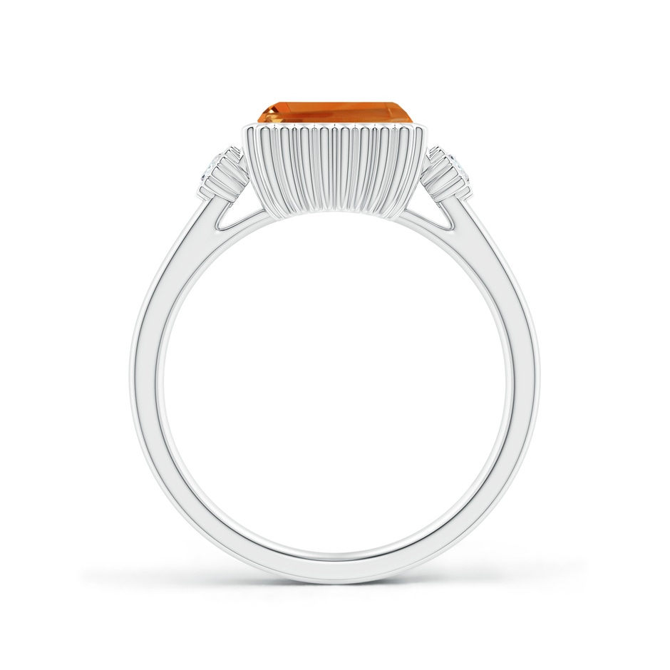 8x6mm AAA East-West Emerald-Cut Citrine Cocktail Ring with Diamonds in White Gold side-1