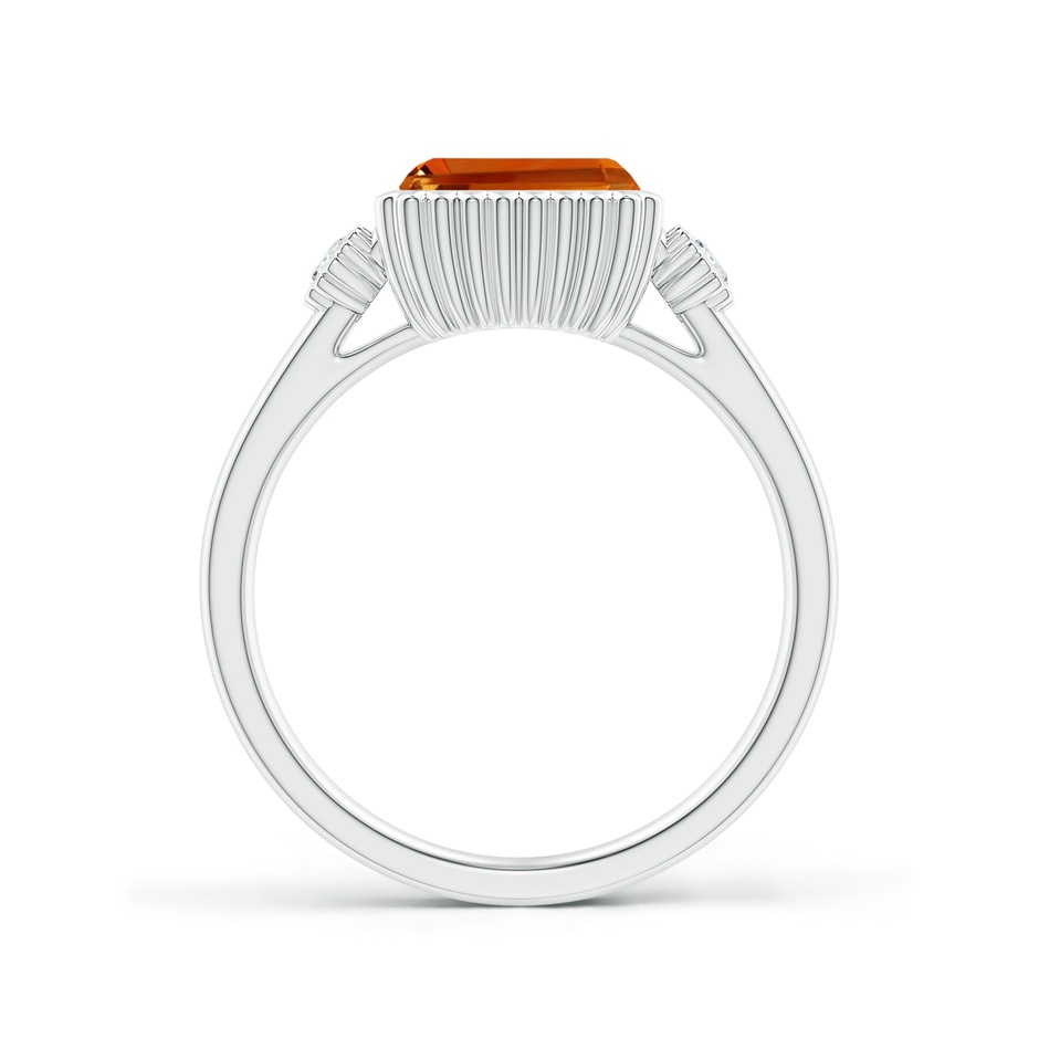 8x6mm AAAA East-West Emerald-Cut Citrine Cocktail Ring with Diamonds in P950 Platinum side-1