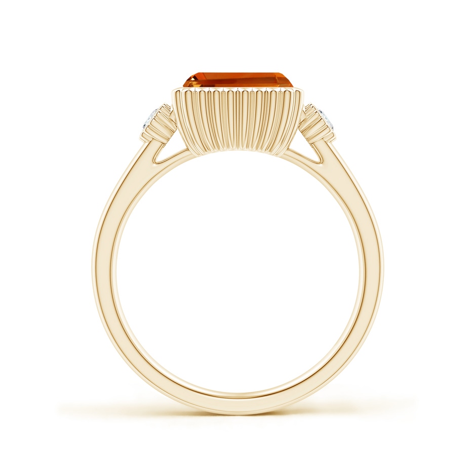 8x6mm AAAA East-West Emerald-Cut Citrine Cocktail Ring with Diamonds in Yellow Gold side-1