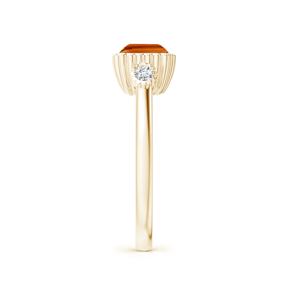 8x6mm AAAA East-West Emerald-Cut Citrine Cocktail Ring with Diamonds in Yellow Gold side-2