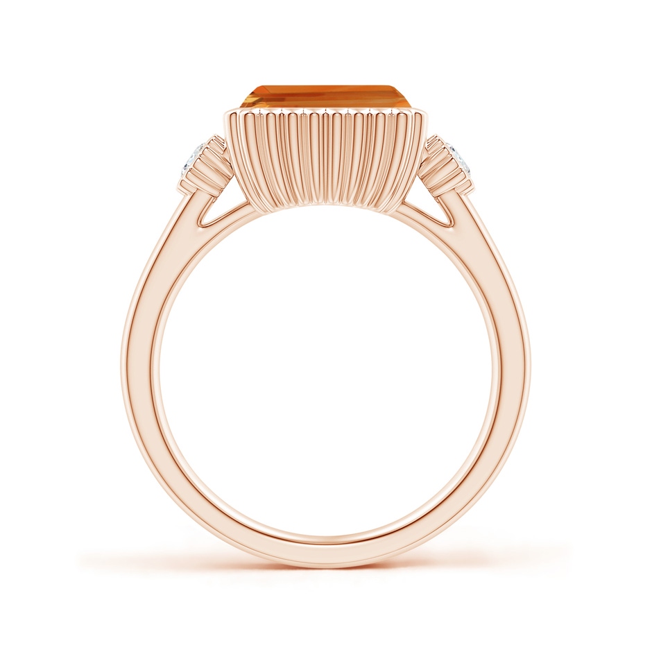 9x7mm AAA East-West Emerald-Cut Citrine Cocktail Ring with Diamonds in Rose Gold side-1