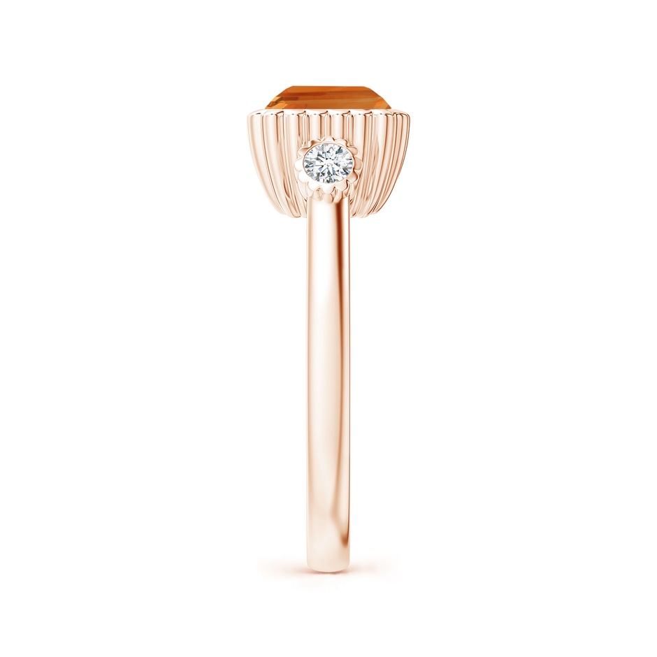 9x7mm AAA East-West Emerald-Cut Citrine Cocktail Ring with Diamonds in Rose Gold side-2