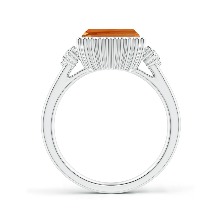 9x7mm AAA East-West Emerald-Cut Citrine Cocktail Ring with Diamonds in White Gold side-1