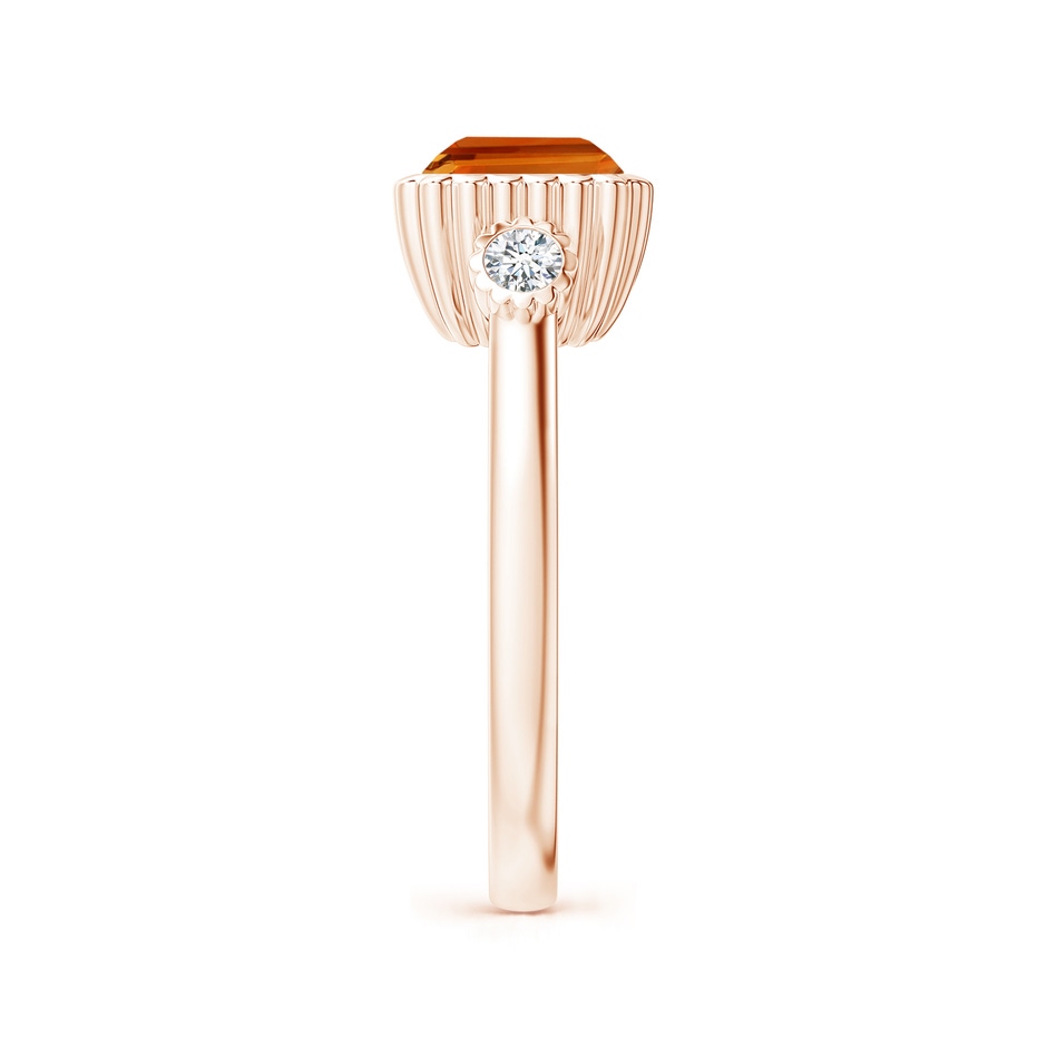 9x7mm AAAA East-West Emerald-Cut Citrine Cocktail Ring with Diamonds in Rose Gold side-2