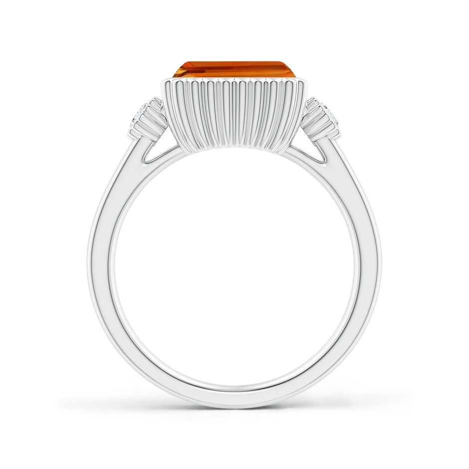 9x7mm AAAA East-West Emerald-Cut Citrine Cocktail Ring with Diamonds in White Gold side-1