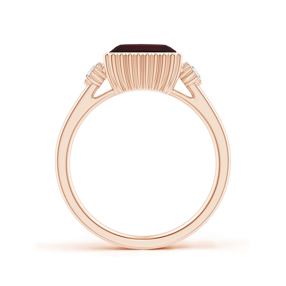 8x6mm A East-West Emerald-Cut Garnet Cocktail Ring with Diamonds in Rose Gold side-1