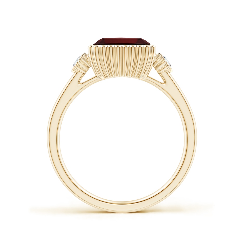 8x6mm AA East-West Emerald-Cut Garnet Cocktail Ring with Diamonds in Yellow Gold side-1