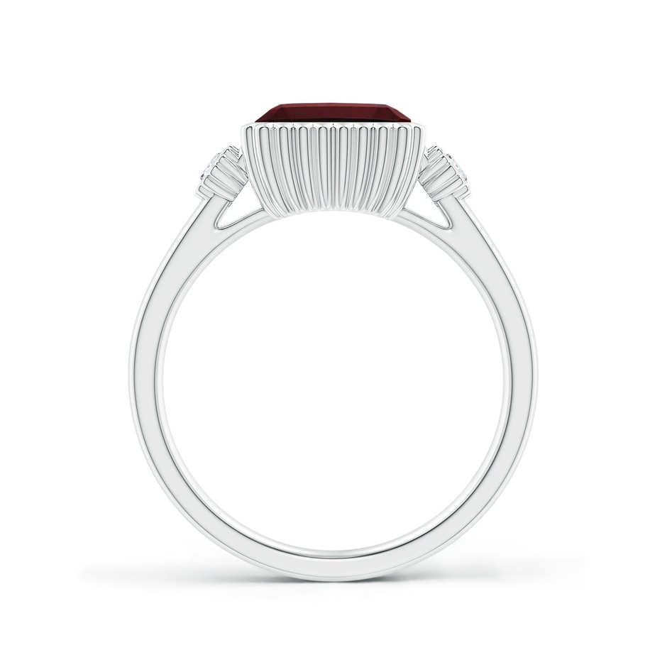 8x6mm AAA East-West Emerald-Cut Garnet Cocktail Ring with Diamonds in White Gold side-1