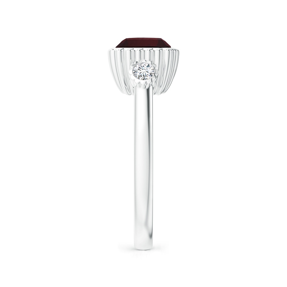 9x7mm A East-West Emerald-Cut Garnet Cocktail Ring with Diamonds in White Gold side-2