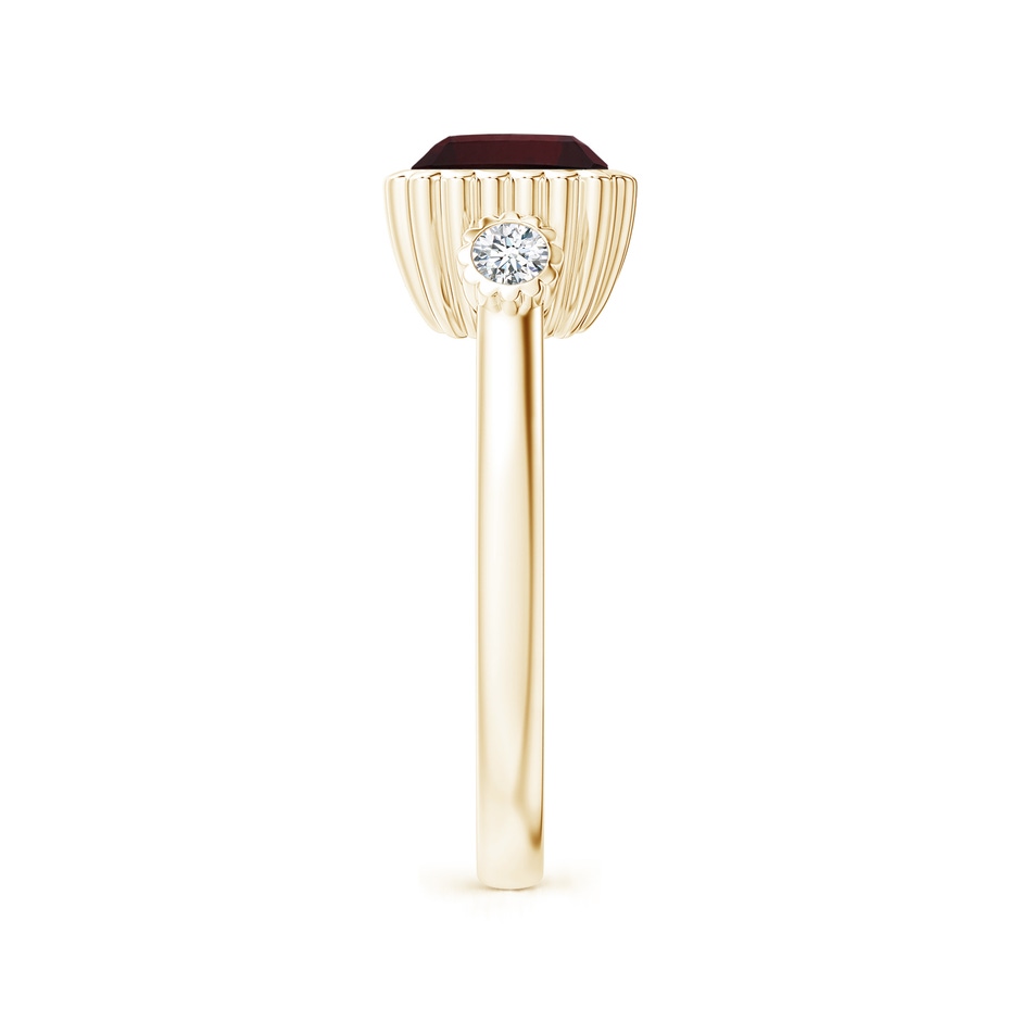 9x7mm A East-West Emerald-Cut Garnet Cocktail Ring with Diamonds in Yellow Gold side-2
