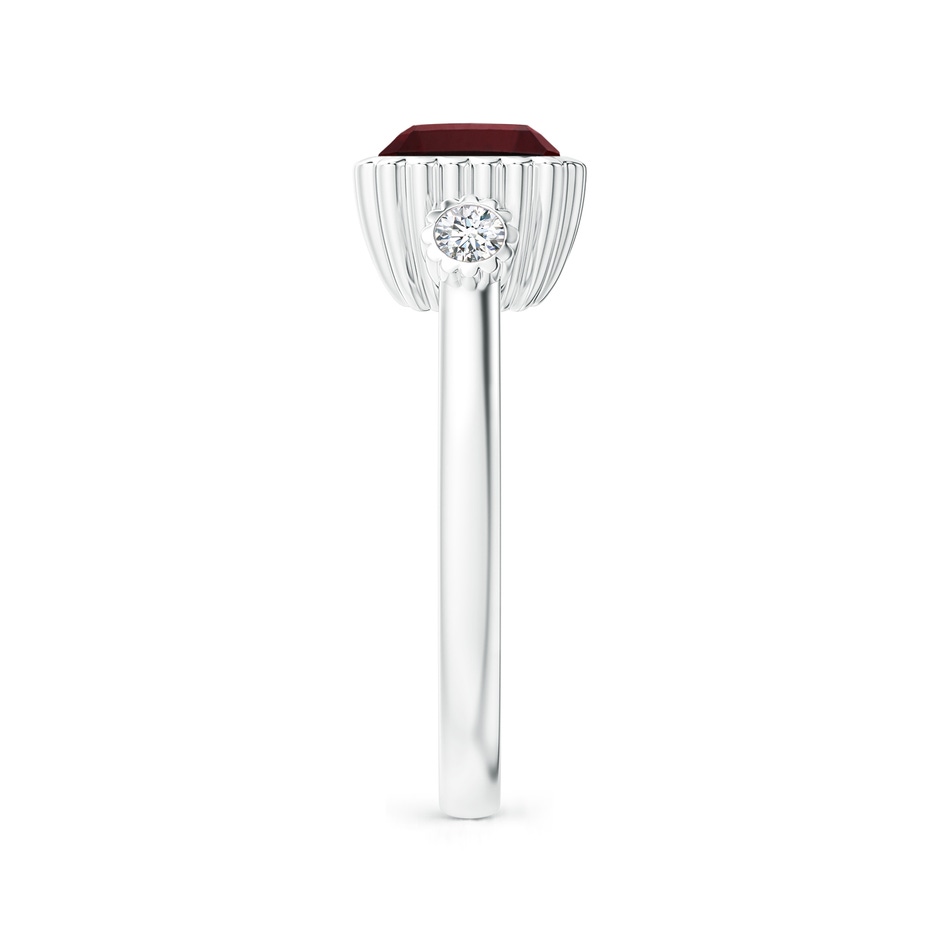 9x7mm AAA East-West Emerald-Cut Garnet Cocktail Ring with Diamonds in White Gold side-2