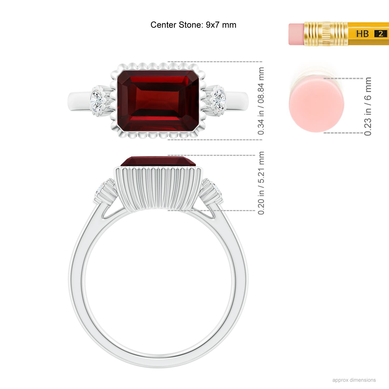 AAA - Garnet / 2.94 CT / 14 KT White Gold