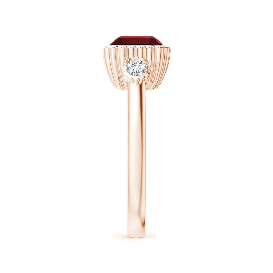 9x7mm AAAA East-West Emerald-Cut Garnet Cocktail Ring with Diamonds in Rose Gold side-2