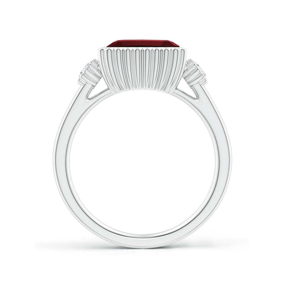 9x7mm AAAA East-West Emerald-Cut Garnet Cocktail Ring with Diamonds in White Gold side-1