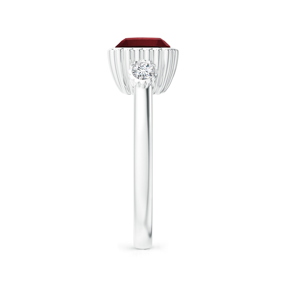 9x7mm AAAA East-West Emerald-Cut Garnet Cocktail Ring with Diamonds in White Gold side-2