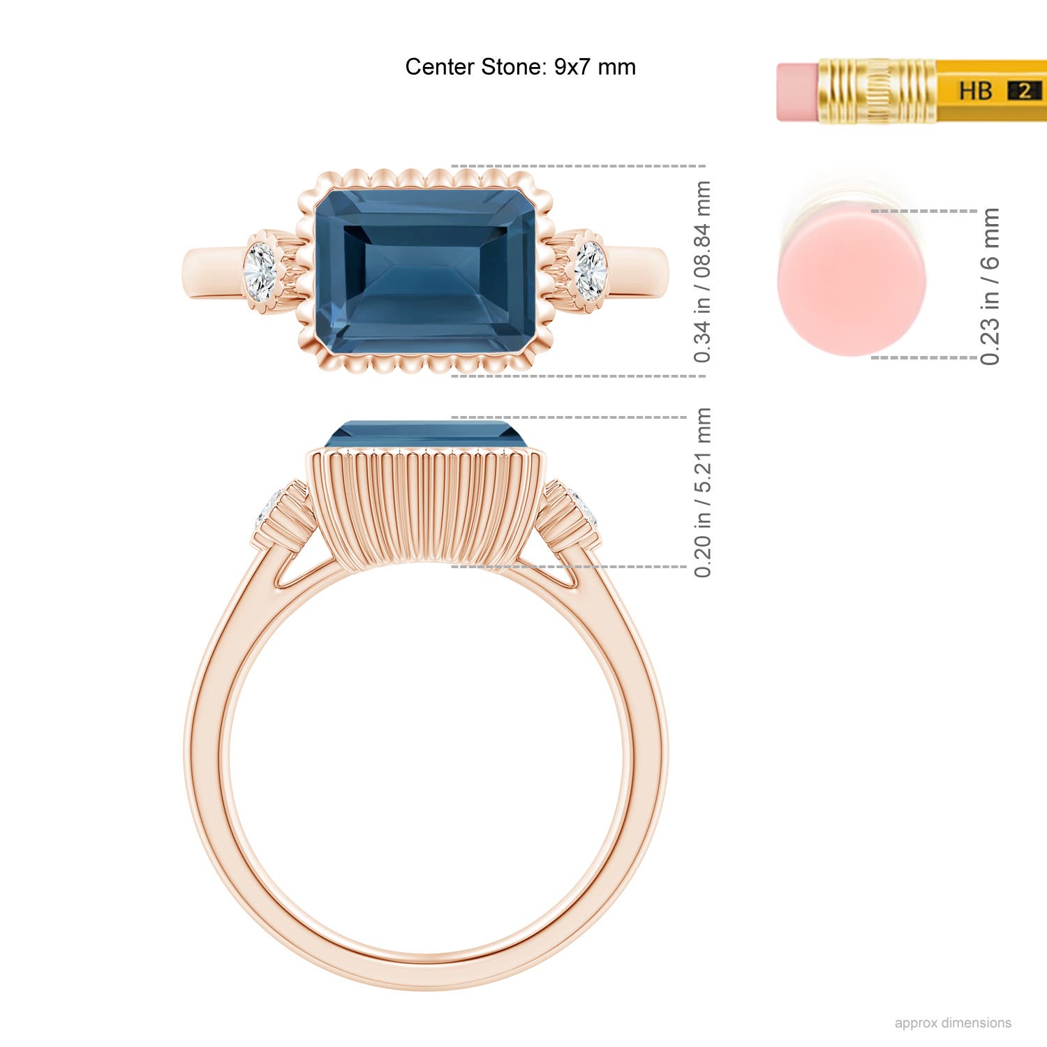 A - London Blue Topaz / 2.89 CT / 14 KT Rose Gold