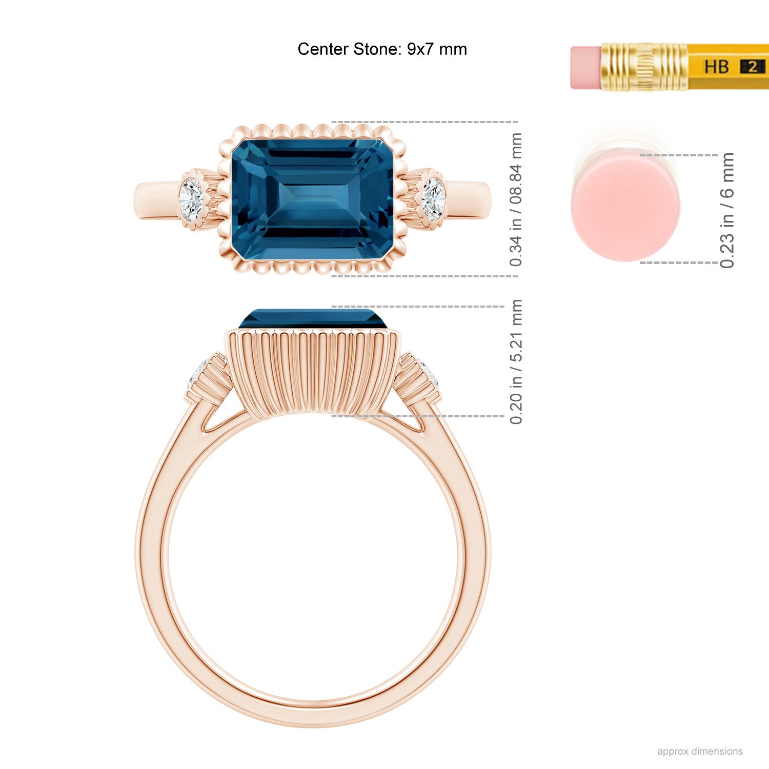 AAA - London Blue Topaz / 2.89 CT / 14 KT Rose Gold