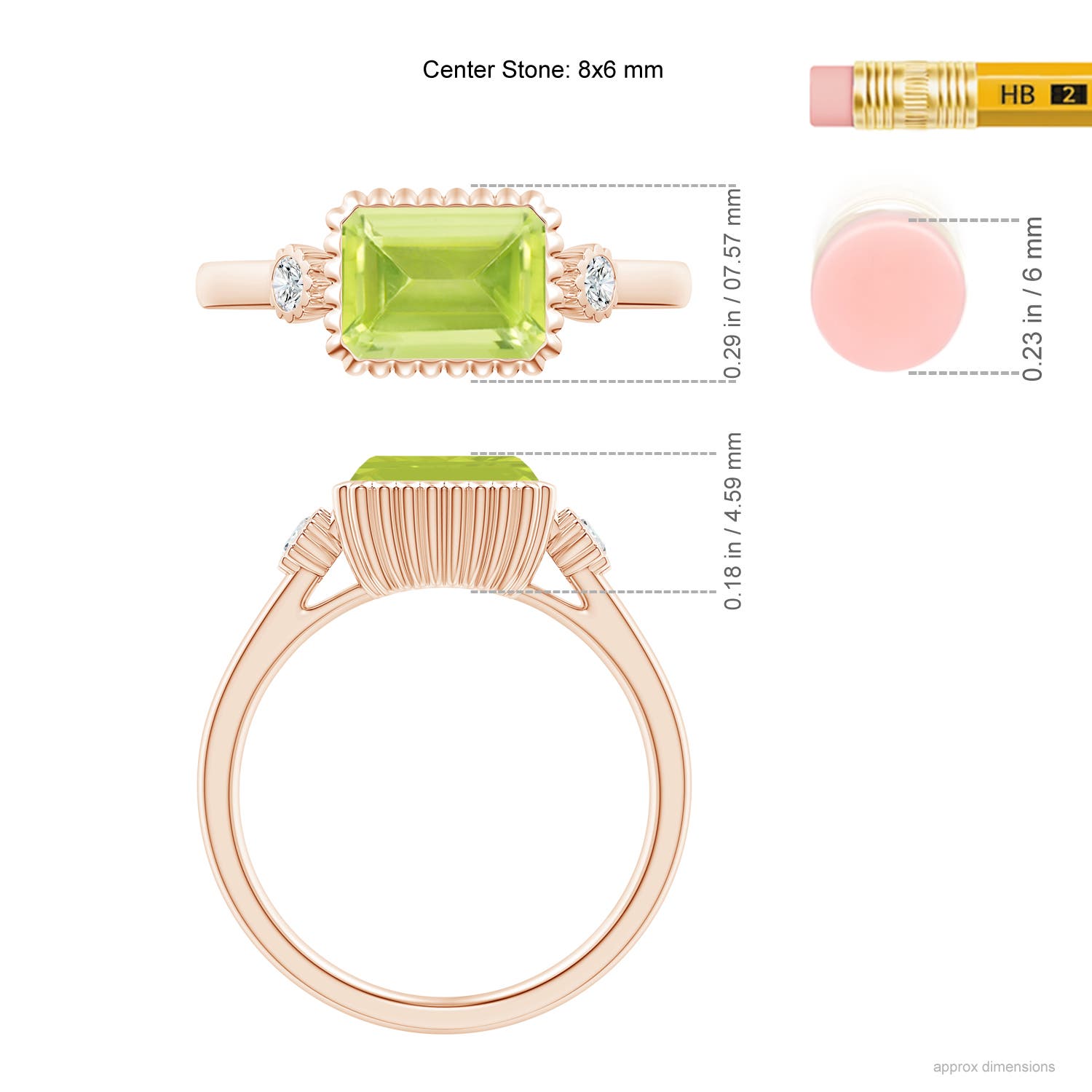 A - Peridot / 1.69 CT / 14 KT Rose Gold